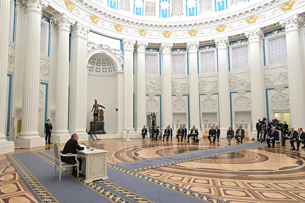Заседание Совета Безопасности России 21 февраля 2022 года. Фото: пресс-служба Кремля